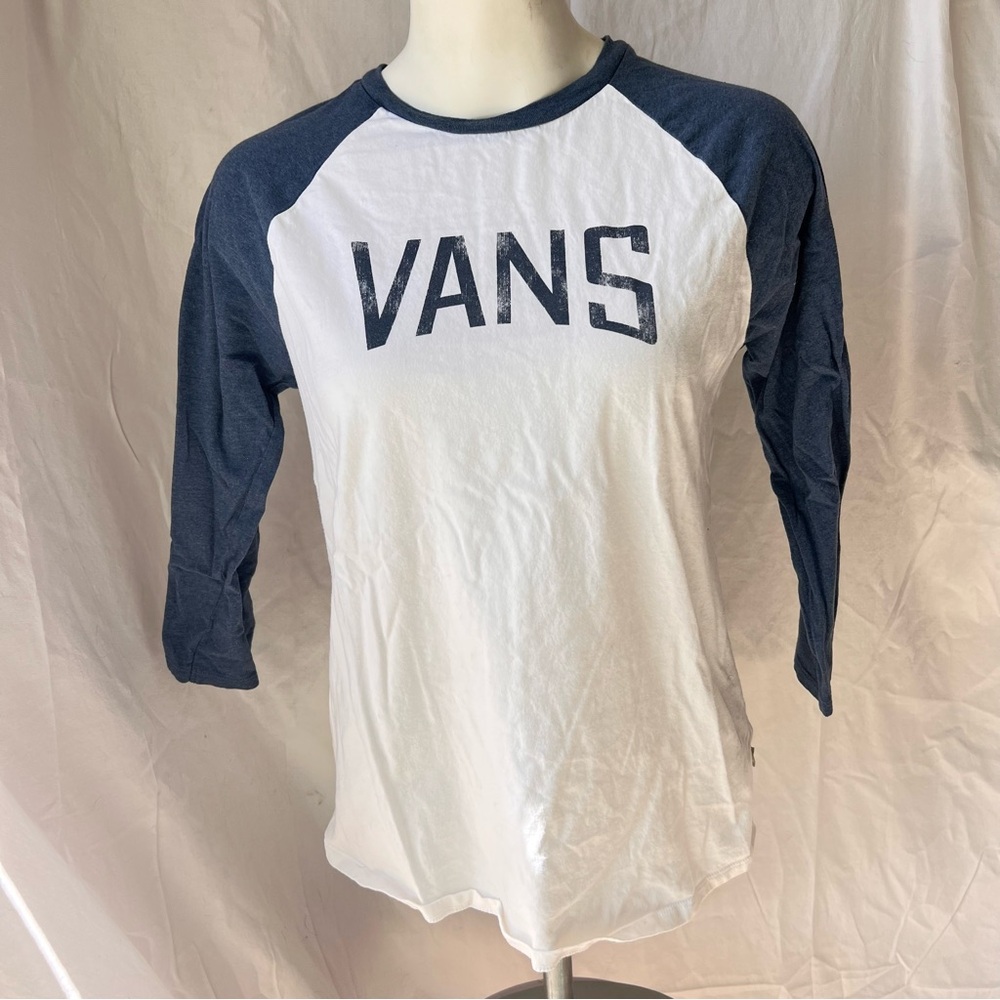 Vans Women’s White and Blue Raglan Shirt
